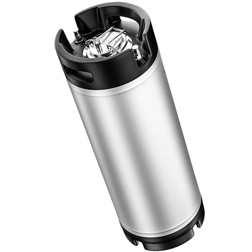 Stainless Steel Ball Lock Keg, 5 Gallon, Homebrew Beer Cornelius Keg, Silver and Black | Staianless Steel