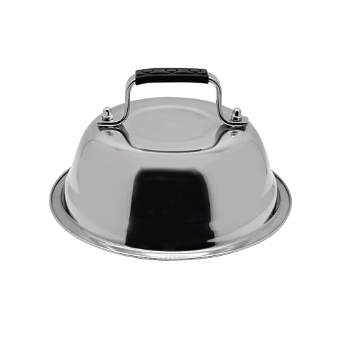 Outset Burger Cheese Melting Dome for Grill, Griddle, and Stovetop | Durable Stainless Steel Melting Dome | Quickly Melt Cheese On Burgers | Griddle Cooking Dome With Handle | 1 Burger Capacity - size: 6.5" Melting Dome