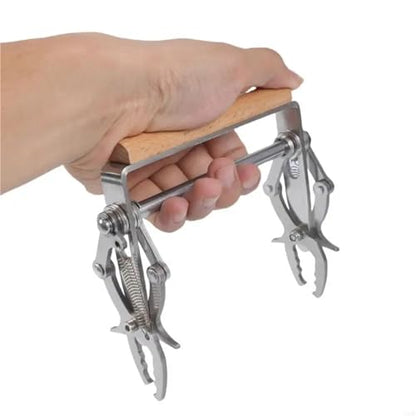 2pcs Stainless Steel Frame Gripper with Smooth Wooden Handle for Beekeeping Equipment