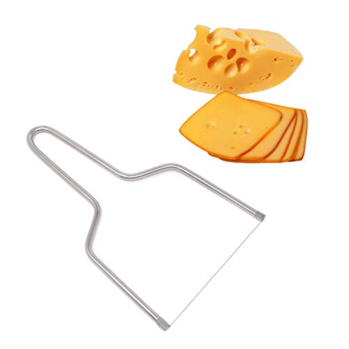 Honbay 2PCS Stainless Steel Butter Cheese Wire Cutters Slicers Knives for Kitchen (for soft cheese) - size: middle