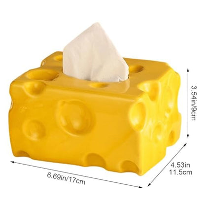 Cheese Shape Tissue Box Holder, Rectangle Napkin Organizer Toilet Paper Container Decorative Tissue Storage Organiser