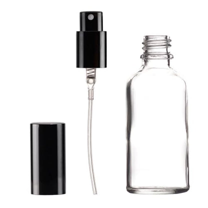 YIZHAO Clear Glass Spray Bottles 2oz, with Small Fine Mist Spray, Metal Cap, Refillable for Essential Oil,Travel,Cleaning,Perfume,Aromatherapy,Makeup – 6 Pcs - color: Transparent, size: 50ml-6