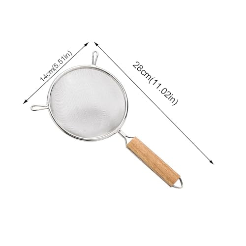 Strainer with Single Fine Mesh, 5.5-Inch Diameter, Small, Stainless Steel, Tan,Silver - size: S Double-handled