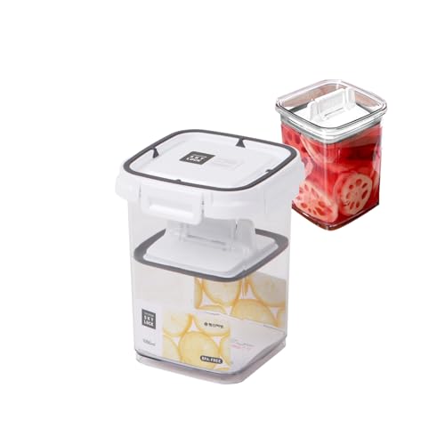 Pickle keeper Press Plate Food Storage Container Organizer for Kimchi Sauerkraut Fermentaion Airtight Lid Locking for Preserved Food (1000ml / 0.3 gal) - size: 1000ml / 0.3 gal