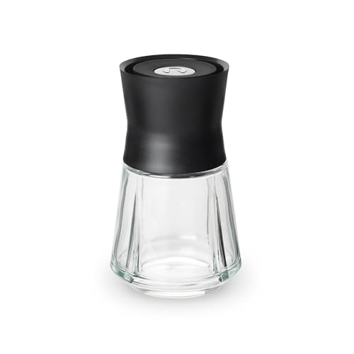 Rosendahl Grand Cru 8.5 Oz Dressing Shaker - Elegant Black Glass Container with Push-Button Lid, 360-Degree Spout for Easy Pouring, Leak-Proof, Multifunctional Kitchen Essential for Homemade Dressings - size: 9.1x9.1x15.1