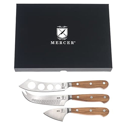 Mercer Culinary Renaissance Olive Wood Cheese Knife Set - color: Olive Wood Handle, size: 3-Piece Cheese Knife Set