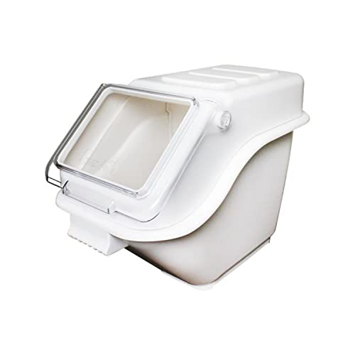 TrueCraftware- 5 Gallon Shelf Ingredient Bin (80 Cups) White Storage Container with Clear Flip Top Lid &Measuring Scoop-Stackable Plastic Food Pantry Organizer for Flour Sugar - size: 5 Gallon