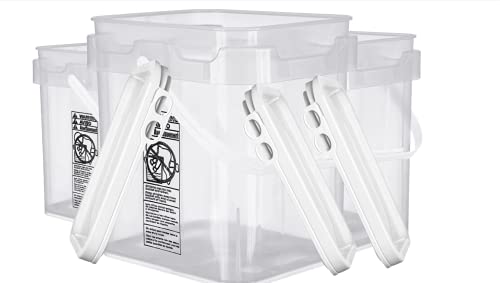House Naturals 4 Gallon Food Grade Plastic Square clear bucket pail with lid container (Pack of 3) Made in USA- BPA Free - size: 4 Gallon