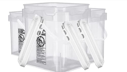 House Naturals 4 Gallon Food Grade Plastic Square clear bucket pail with lid container (Pack of 3) Made in USA- BPA Free - size: 4 Gallon