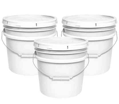 MKS Plastics 3.5-Gallon Bucket with Airtight Lid – Made in USA, Food Grade BPA Free Plastic, Heavy Duty Multi-Use, Metal Handle with Grip, Stackable Storage – White, 3 Pack - color: 3.5 Gallon - White, size: 3
