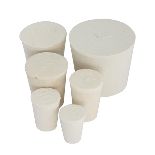White Tapered Shaped Solid Rubber Stopper, Size 0#" 0.7x0.5x0.9inch / 17x13x24mm, 20 per Package - size: 0#,20pcs