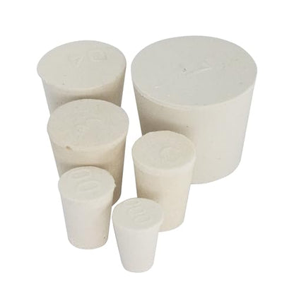White Tapered Shaped Solid Rubber Stopper, Size 3#" 0.9x0.7x1inch / 23x17x26mm, 10 per Package - size: 3#,10pcs