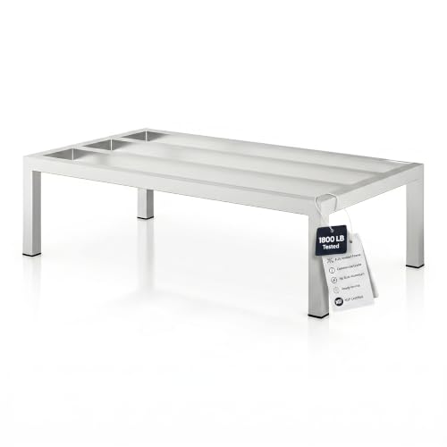 42" x 24" x 12" Aluminum Dunnage Rack – Heavy Duty Floor Storage Stand, NSF for Commercial Use - size: 42"W x 24"D x 12"H
