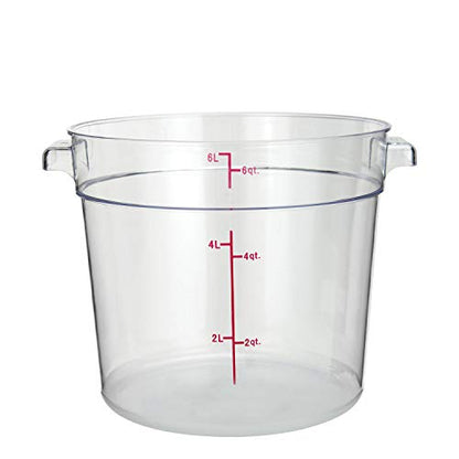 Tiger Chef 6 Quart Commercial Grade Clear Food Storage Round Polycarbonate Containers With Clear Lids - size: 6 Quart