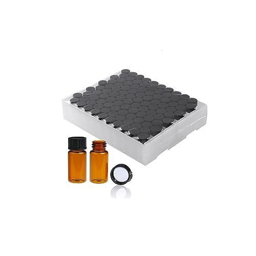 20ML Glass Sample Vial,Amber Borosilicate Glass Liquid Sampling Sample Glass Thread Bottles,27.5 * 57mm,24-400 Black Screw Caps with PE Liner, pack of 100. - size: 20ML