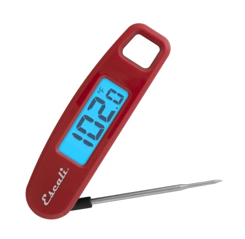 Escali Compact Portable Meat Candy Folding Digital Thermometer, Backlit Display Easy to Storage with Magnet, Red - color: Red