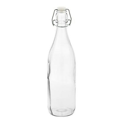 Restaurantware-34 Ounce Swing Top Glass Bottles, 10 Airtight Seal Glass Bottles With Swing Top Lids - Large, Resealable, Clear Bottle, For Sodas, Kombuchas, Juices - size: 34 oz
