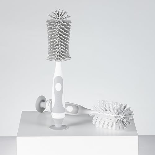 Chemimoso Multifunctional Cleaning Brush, Baby Bottle Brush, Water Bottle Brush Cleaner, Cup Brush, Rotate The Suction Cup to Obtain The Small Bristle Brushes Hidden in Handles, Set A, Grey - color: Grey 1