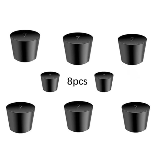 Laboratory Grade Rubber Stoppers, 8 Pieces Assorted Tapered Bungs Set, 7# Solid Black Round Rubbers Hole Plugs - size: 8pcs 7#
