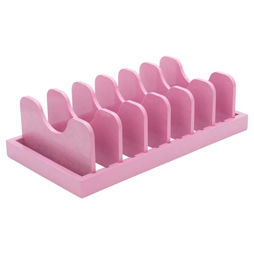 MinBoo Bamboo Pot Lid Organizer Pot Lid Holder, Pot and Pan Organizer Drawer Organizer for Pot Lids, Pans, Dinner Plates, Reusable Containers in Cabinet Storage,Pink - color: Pink