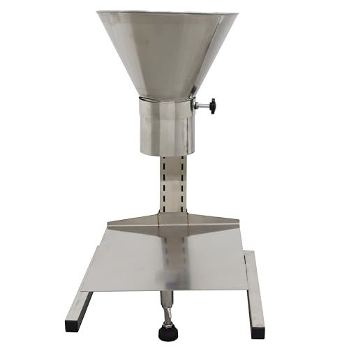 TECHTONGDA Stainless Steel Funnel Food Grade Kitchen Feeding Hopper with Support Stand and Lifting Platform for Powder, Paste, Liquid, Granule Manual Filling Package Bottom Diameter 3.9 Inch