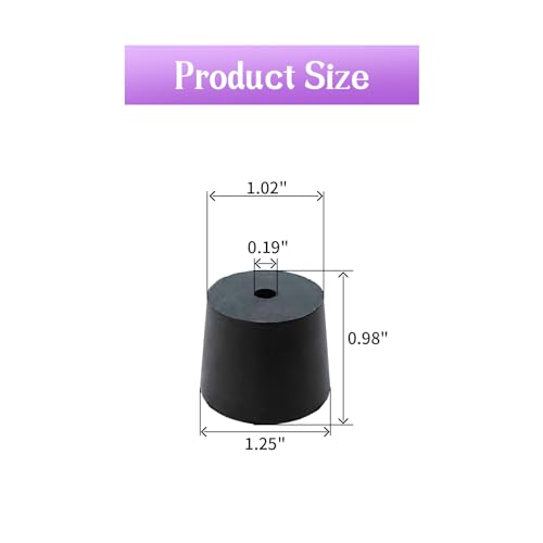 6Pcs Solid Rubber Stopper Bungs with Hole 26mm to 32mm Solid Test Tubes Bungs Stopper for Flask, Plug Holes and Test Tube(Black) - size: 26mm to 32mm