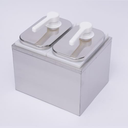 Condiment Pump Station Commercial Pump Condiment Dispensers Sauce Pump Dispenser Condiment Server Organizer Stainless Steel for Salad Jam Seasoning Sauce Squeeze (2-bucket) - color: 2-bucket