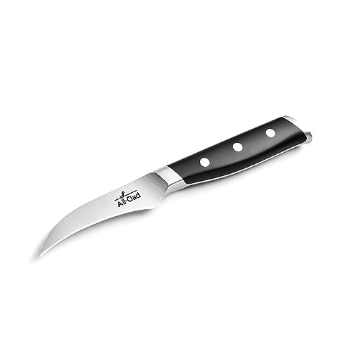 All-Clad Forged German Stainless Steel Curved Paring Knife 3.5 Inch, Fully Forged, Expert Precision, Home Kitchen Knife, Cook Tool, Kitchen Tool, Cookware Utensil, Ultra Sharp Knives - color: Silver/Black, size: 3-Inch Curved Pairing Knife