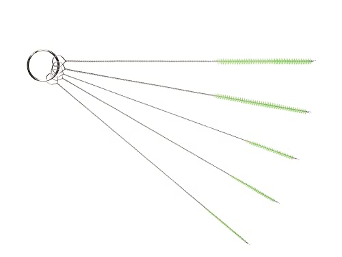 10" Extra Long Tube Brush Set - Small 5 Pack - Green | Flexible nylon straw brushes for bottles, cleaning straws, pipe cleaners, glass, keyboard, detailing and deep cleaning - color: Green, size: Small 5 Pack (2mm 3mm 4mm 5mm 6mm)