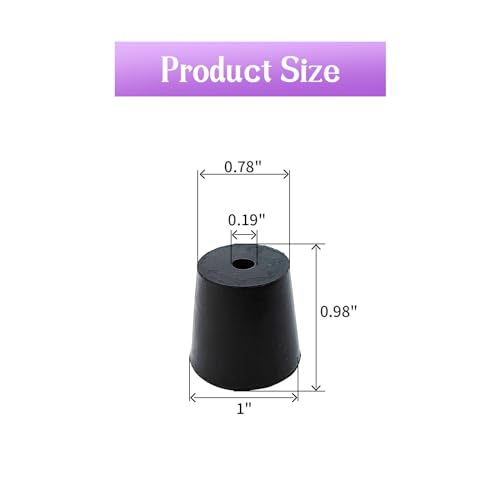 6Pcs Solid Rubber Stopper Bungs with Hole 20mm to 26mm Solid Test Tubes Bungs Stopper for Flask, Plug Holes and Test Tube(Black) - size: 20mm to 26mm