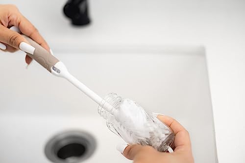 Ubbi Deluxe 2-in-1 Baby Bottle Cleaning Brush Set, Taupe, 2 Pack | Includes Nipple Brush with Suction Cup, Standing Bottle Brush, Dishwasher Safe, Baby Registry Essential - color: Taupe Deluxe Twin Pack Bottle Brush