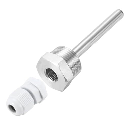 uxcell 8mm Dia G3/4 Thermowell Weldless Stainless Steel 304 with Cable Gland 100mm Length for Beer Fermenter, White - color: White, size: G3/4 x 100mm