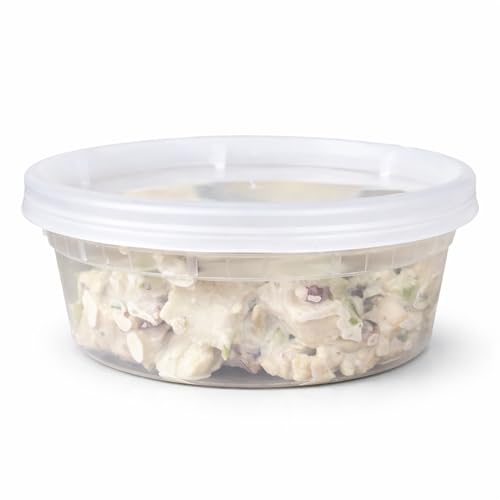 8 oz [30-Pack] Microwavable Plastic Deli Food Storage Containers with Lids | BPA Free, leak-resistant, stackable and freezer-safe design helps keep food fresh and secure - size: 8 oz - 30 Pack