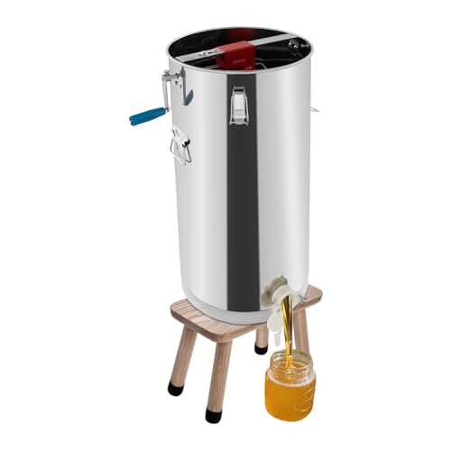 Manual Honey Extractor, 2 Frame Stainless Steel Beekeeping Extraction, Honey Bee Spinner Beekeeping Apiary Centrifuge Equipment, Silver