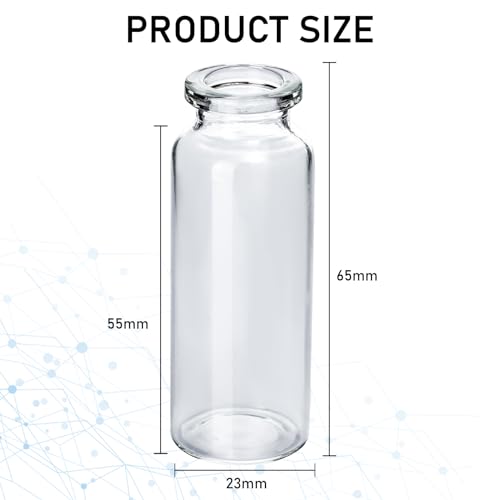 10 Pack 20ml Sealed Sample Vials, Transparent Glass Vials with Self Healing Injection Port - size: 20ML