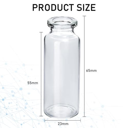 10 Pack 20ml Sealed Sample Vials, Transparent Glass Vials with Self Healing Injection Port - size: 20ML