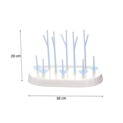 Toddmomy Multifunctional Bottle Drying Rack Tree Branch Organizer with Flexible Arms and Removable Tray Eco Friendly Plastic Bottle Holder for Countertop Space Saving Blue Design