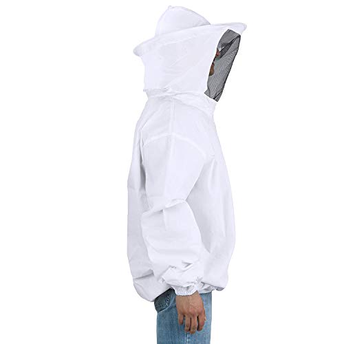 XGOPTS Ventilated Beekeeping Suit Jacket Professional Lightweight Beekeeper Protective Clothing Smock with Hood and Veil - color: White