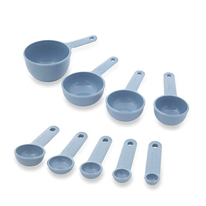 KitchenAid Universal Easy To Read Measuring Cup and Spoon Set with Soft Grip Handle for Maximum Control, Hang Hole and Nesting For Easy Storage, Dishwasher Safe, 9 Piece, Blue Velvet - color: Blue Velvet