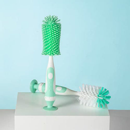 Chemimoso Multifunctional Cleaning Brush, Baby Bottle Brush, Bottle Brush Cleaner, Rotate The Suction Cup to Obtain The Small Bristle Brushes, Set Z, Green, Silicone and Nylon Brush - color: Green 1