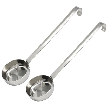 Bivethoi 2Pcs 3 oz 10.55" Stainless Steel Pizza Sauce Spoon | Long Handle, Flat Ladle Design, Measuring Scoop, For Stirring/Portioning/Serving Soups - size: 2 Pack