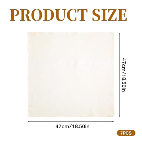 7 PCS Reusable Natural Pure Cotton Cheese Cloths, Natural Pure Cotton Steamer Cloth (18.5x18.5 Inch), Unbleached Cottons Fine Mesh Muslin Cloths Used for Cooking, Juicing, Steaming, Butter Making