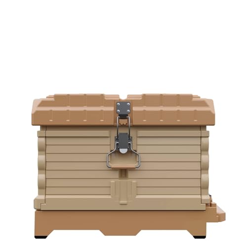 Apimaye Ergo Insulated 10 Frame Bee Hive Set with New Dual Feeder! [NO Frames Included] (Tan Body Blue Entrance, Single) - color: Tan Body Blue Entrance