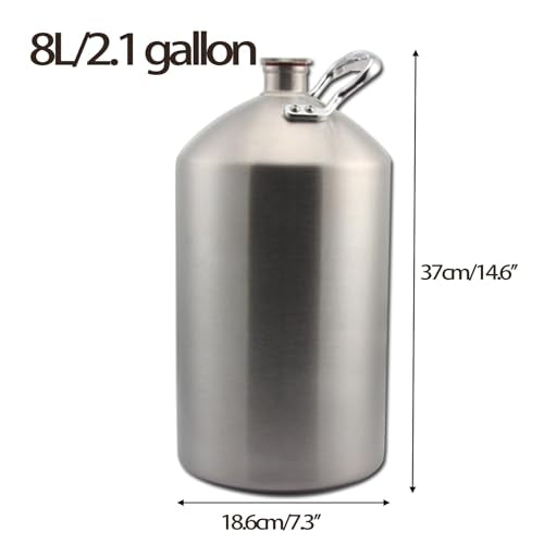 Mini Stainless Steel Beer Keg,Beer Keg,Stainless Steel Beer Barrel with Seal Knob Cover for Home Kitchen Brewing Beer,for Camping Hiking Homebrewing Keep Beverage Fresh,8 Liters - size: 8 Liters