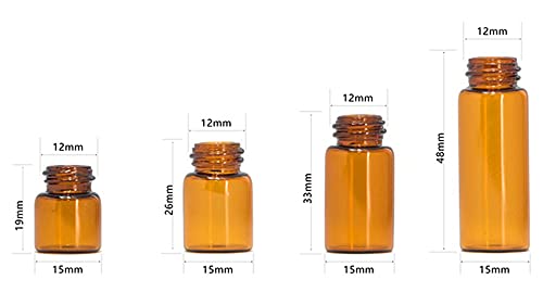 50Pack Set 3ML Amber Glass Bottle with Orifice Reducer and Cap Small Essential Oil Vials (3ML) - size: 3ML