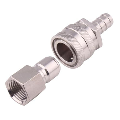 DERNORD Stainless Steel Quick Disconnect Set - Beer Brewing Connector Kit (Barb Female/FPT Male(Pack of 2)) - size: Barb Female/FPT Male