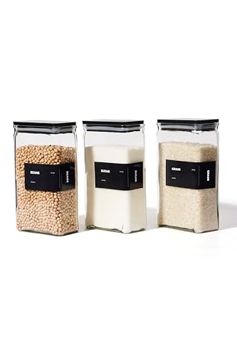 APT 1101 Glass Storage Jars with Bamboo Lid, glass canisters with airtight lids, Clear jars with lids for Spice, Cookie, Candy, Tea, Coffee Bean and Rice (Black, 67 oz, Set of 3) - color: Black