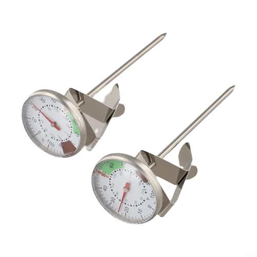 2 Pack Milk Frothing Thermometer Coffee Steel Probe Type with Clip Latte Chocolate from 30 to 210f Gadget Pitcher