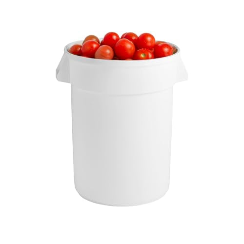 PRO&Family Commercial Round Trash Can, Ingredient Bin, Heavy-Duty Plastic, Anti-Static, Kitchen, Office, Outdoor Use (White, 32 Gallon) - color: White, size: 32 Gallon