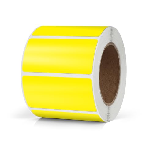 Yellow Rectangle Stickers 2 x 1 Inch Color Coding Labels Vinyl Roll Self-Adhesive Waterproof Removable 500 PCS - color: Yellow